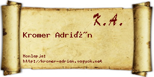 Kromer Adrián névjegykártya